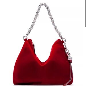 Jimmy Choo Red Velvet Callie Bag with Crystal Handle RARE